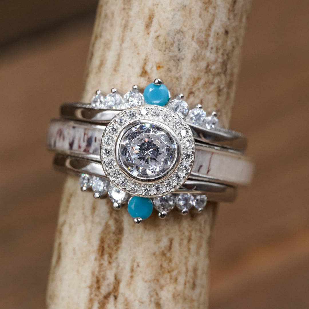 The Turquoise & CZ Wishbone Stacker Set | Women's Turquoise & CZ ...