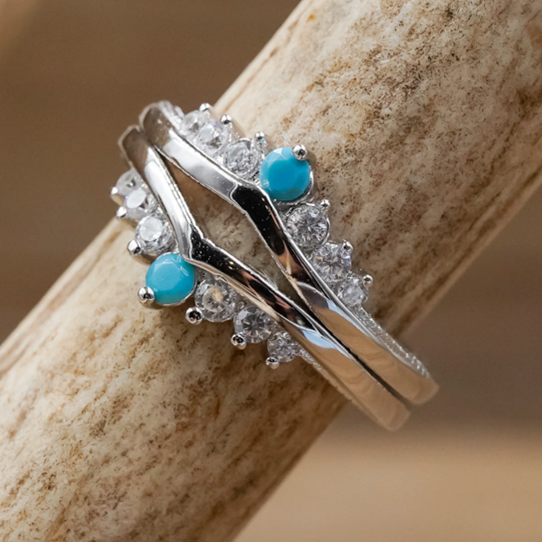 The Turquoise & CZ Wishbone Stacker Set | Women's Turquoise & CZ ...