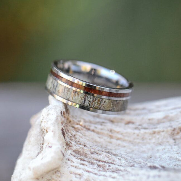 Elk antler wedding band discount