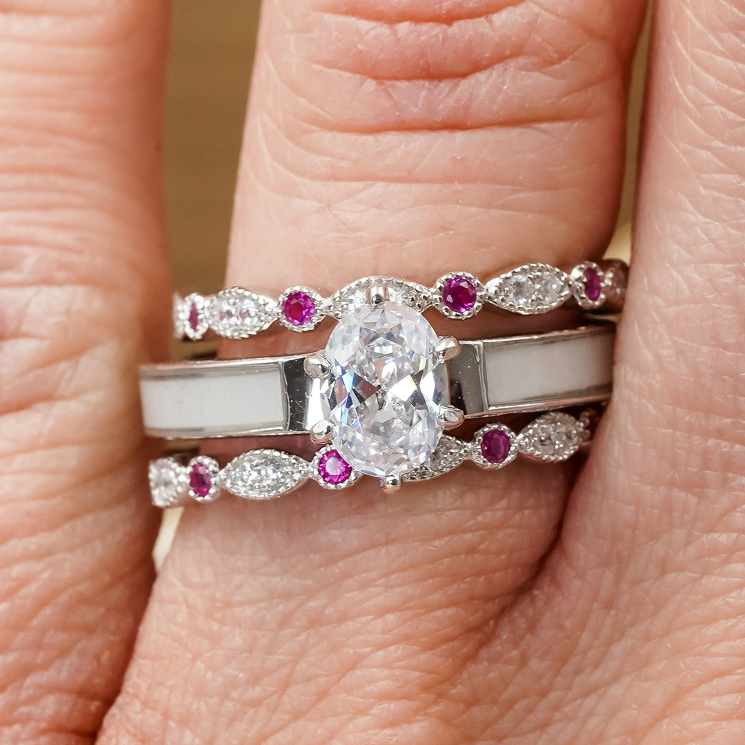 The Pink Vintage Stacking Band | Women's Vintage Pink Cubic Zirconium ...