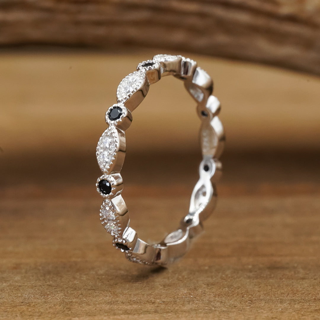 The Black Vintage Stacking Band | Women's Vintage Black Cubic Zirconium ...