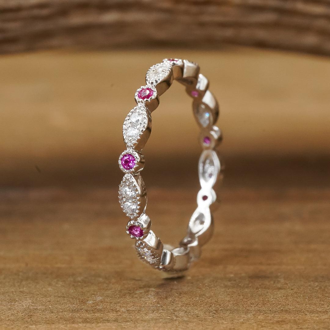 The Pink Vintage Stacking Band | Women's Vintage Pink Cubic Zirconium ...
