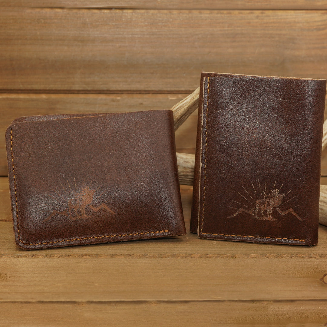 Deer Leather Antler Wallet | Men's Rustic Bifold or Trifold Luxury ...