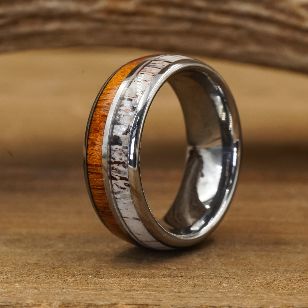 Tungsten Carbide Ring With Two Thin Grooves & Brushed Center -  TitaniumStyle.com